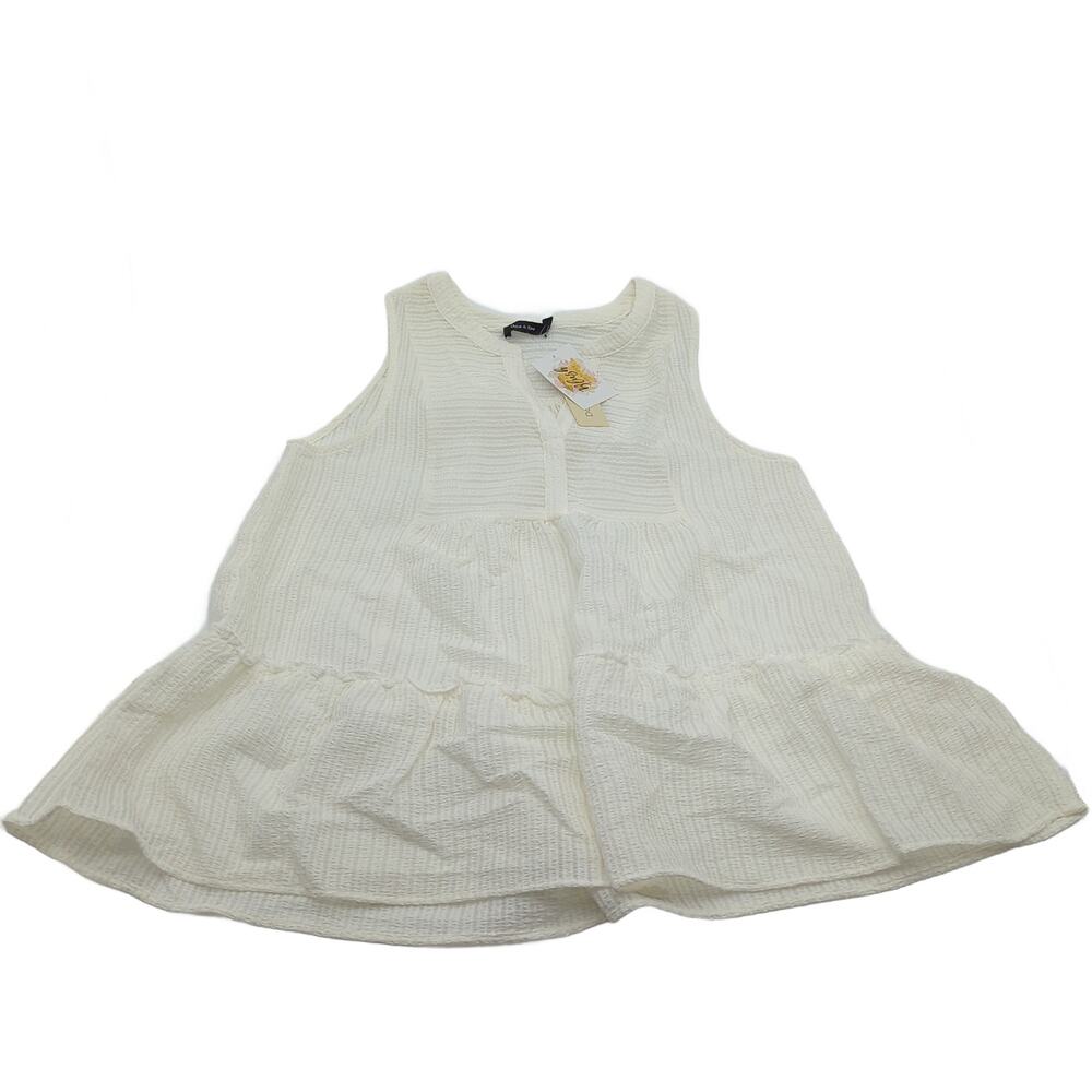 Doe‎ & Rae L White Tiered Sleeveless Top